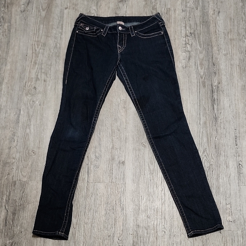 True Religion Pink and Blue Skinny Jeans